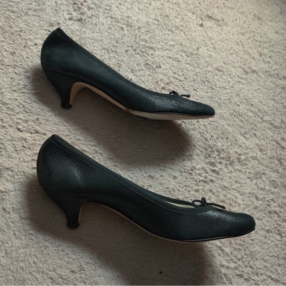 Repetto Black Suede Kitten Heel Shoes Pumps Size 41 Suede Bow Ballet Leather - Picture 4 of 7